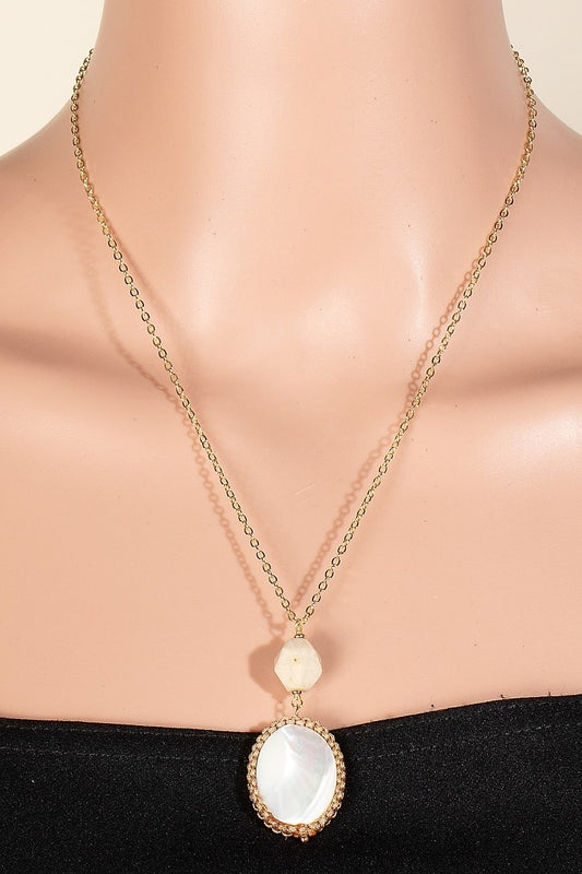OVAL STONE PENDANT NECKLACE