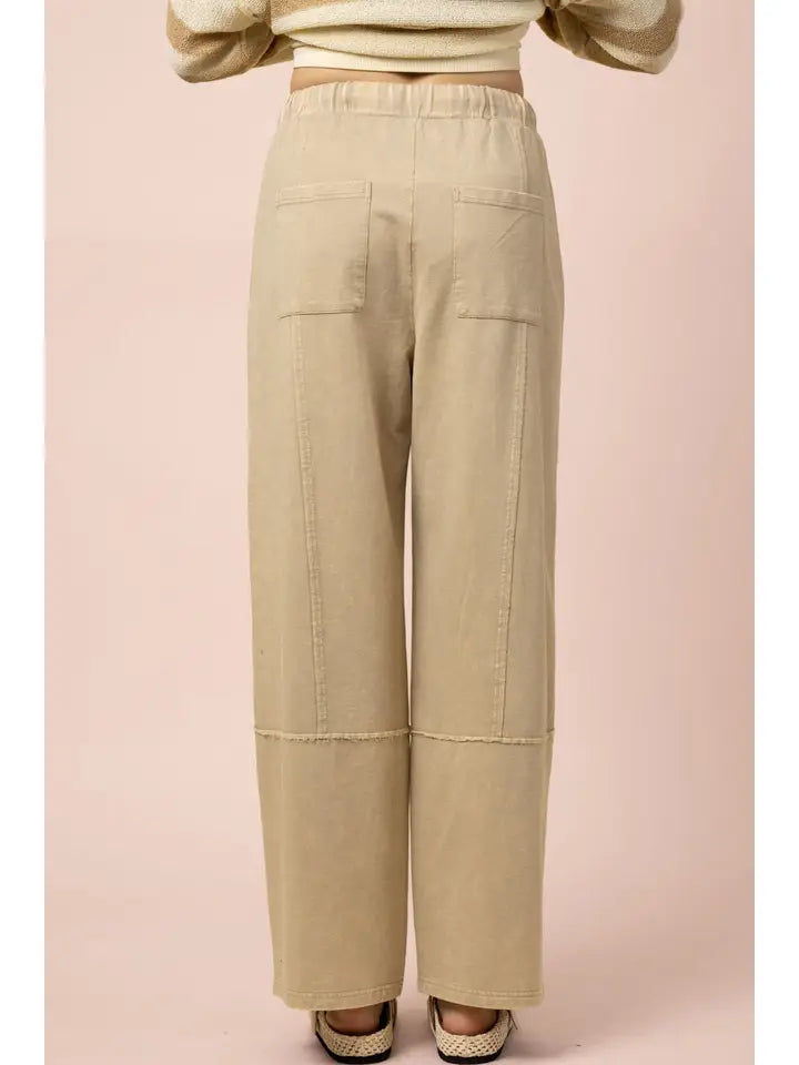MINERAL WASHED WIDE LEG PANTS