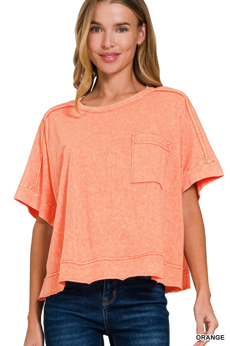 Halo Snow Washed Oversized Crop Tee