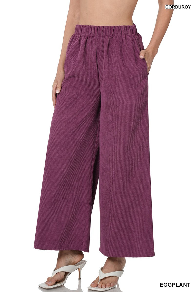 CORDUROY WIDE LEG PANTS