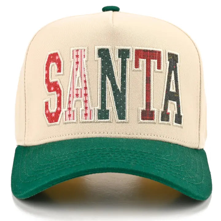SANTA APPLIQUE LETTER TRUCKER HAT - GREEN