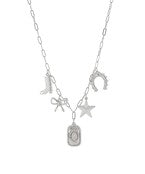 Western Cowboy Theme Charm Necklace - SILVER