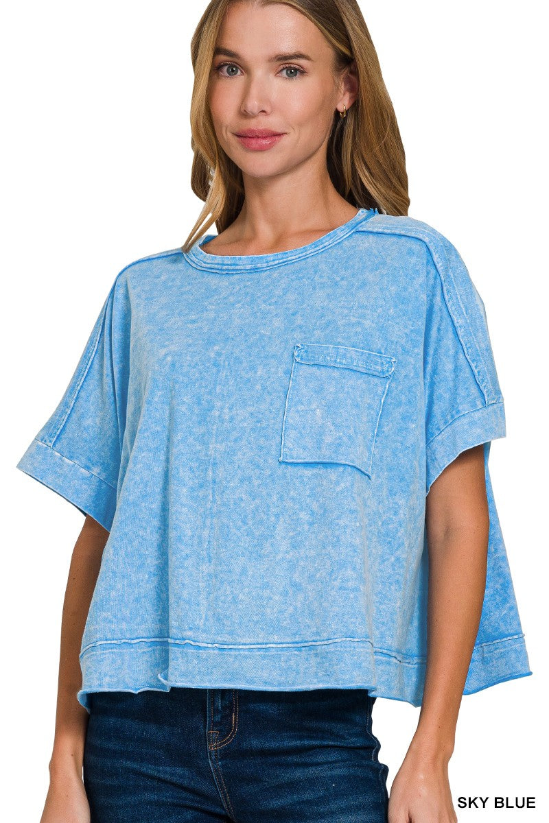 Halo Snow Washed Oversized Crop Tee