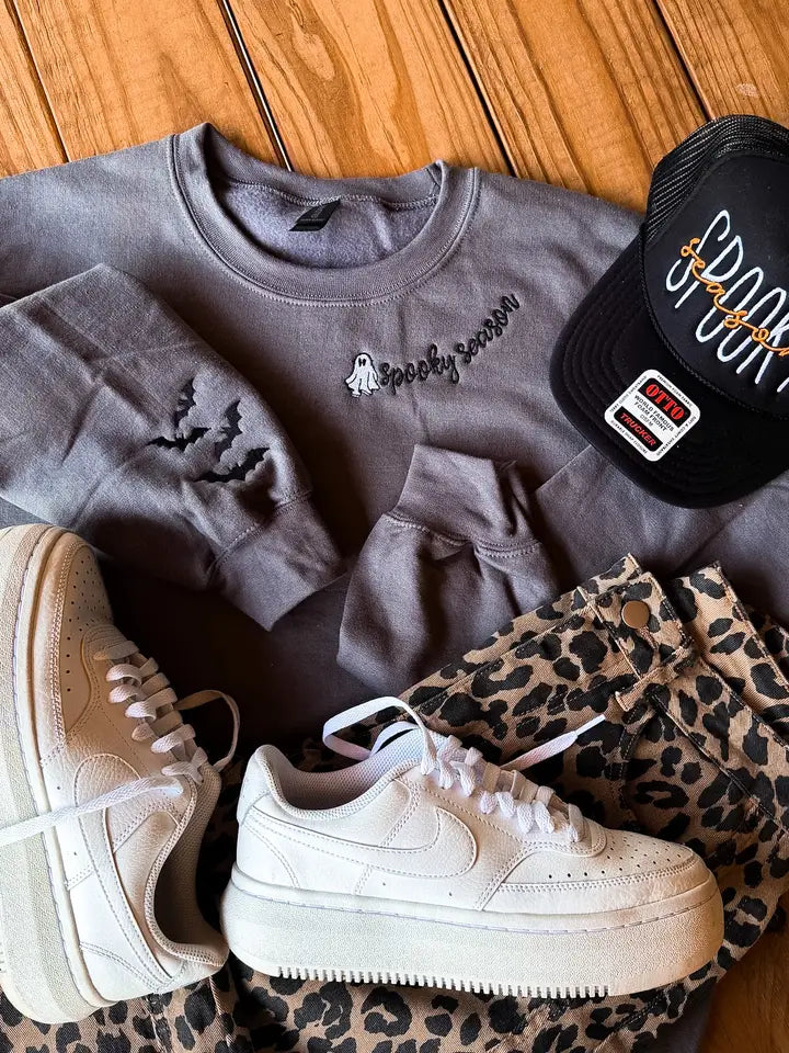 SPOOKY SEASON EMBROIDERED SWEATSHIRT - FINAL SALE