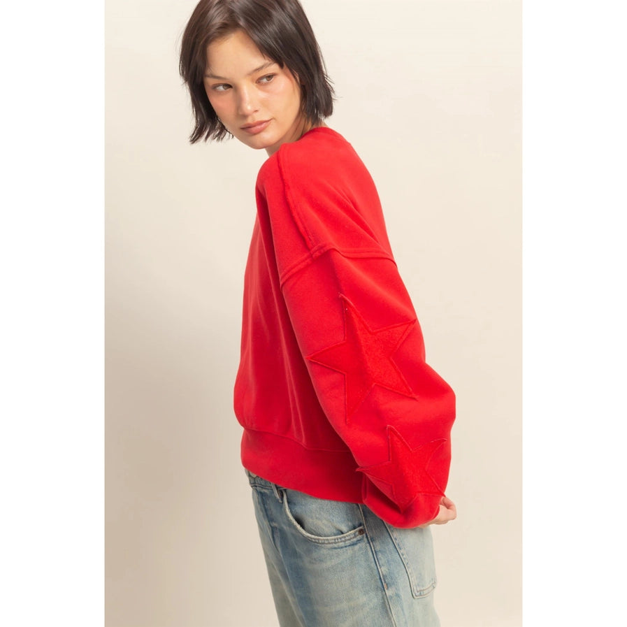STAR PATCH SWEATSHIRT - RED