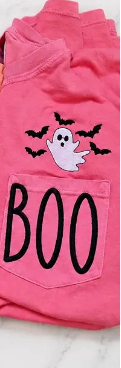 boo ghost embroidered pocket tee - FINAL SALE