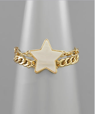 Shell & Metal Star Chain Bracelet