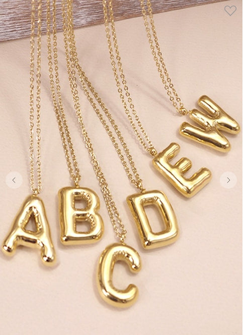 Stainless Steel (Tarnish Free) Bubble Initial Necklace