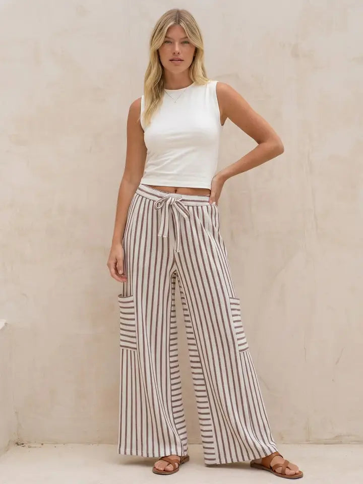 JADE STRIPED WIDE LEG PANTS