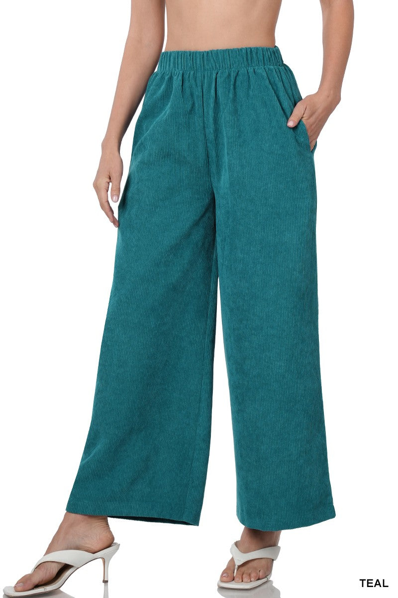 CORDUROY WIDE LEG PANTS