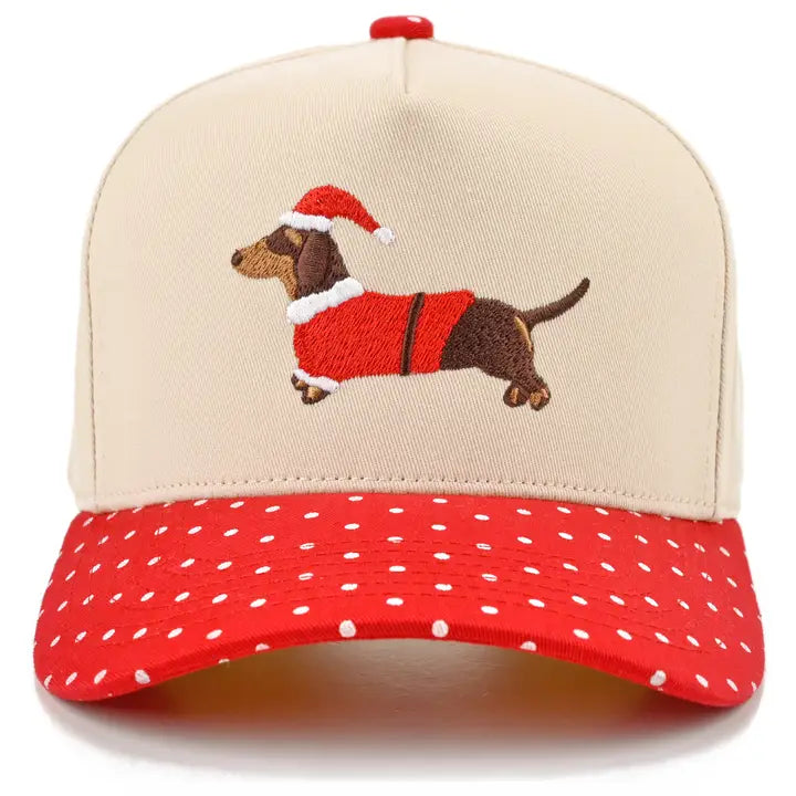 SANTA WEENIE DOG TRUCKER HAT