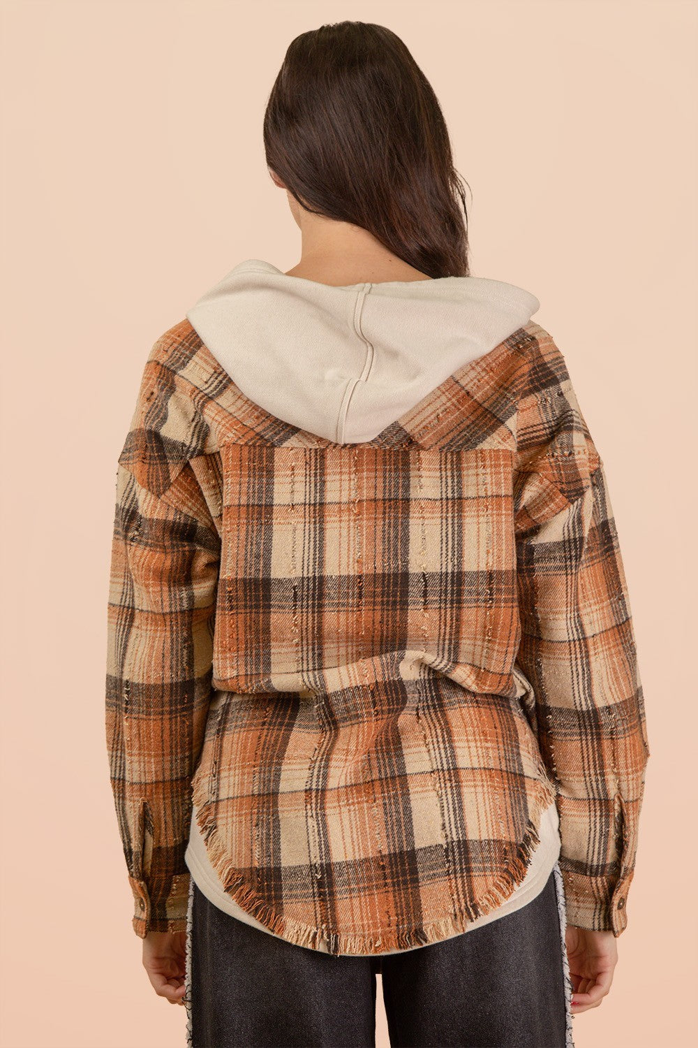 Oversized Flannel Hooded Jacket