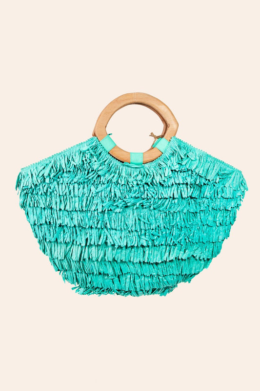 Wooden Hoop Raffia Bag