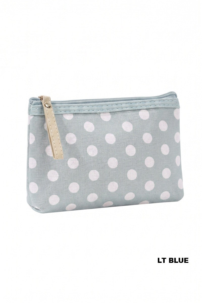 polka dot cosmetic clutch - light blue