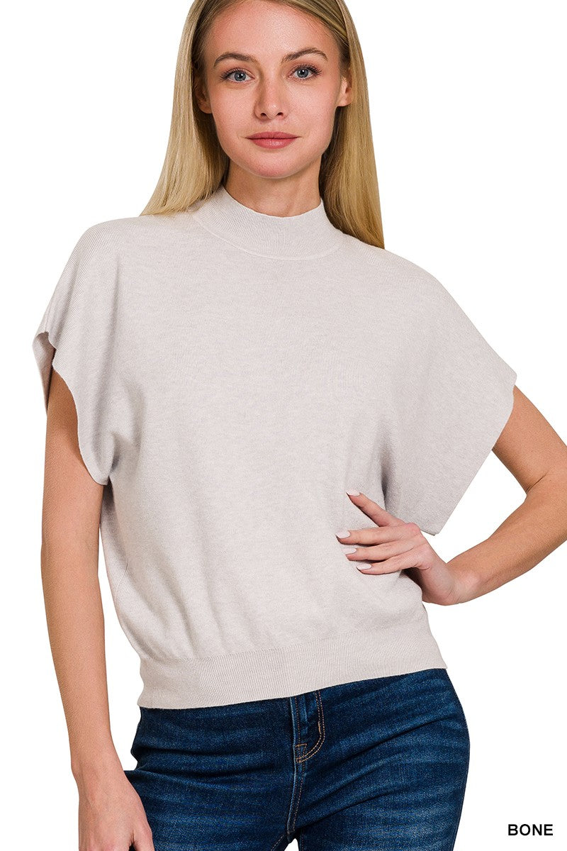 Claire Mock Neck Sweater Top - Bone