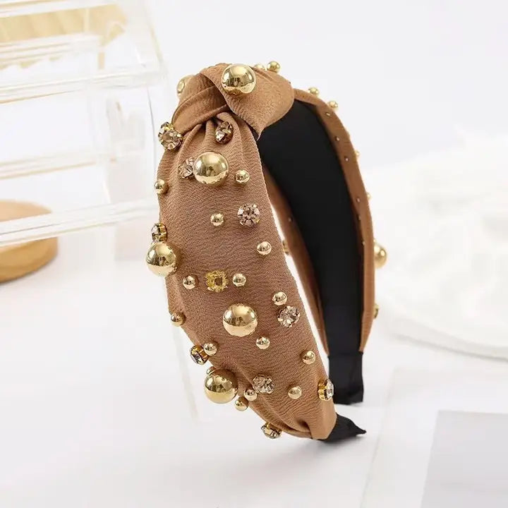 Beaded Headband - Brown