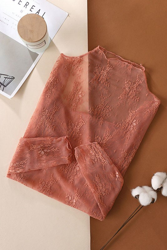 Lace Layering Top - Brown