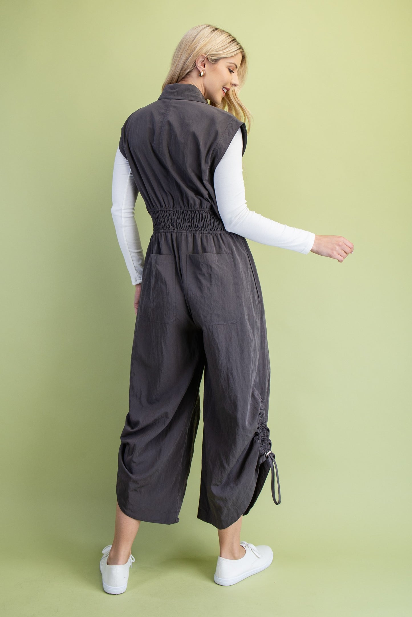 Sleeveless Button Front Jumpsuit