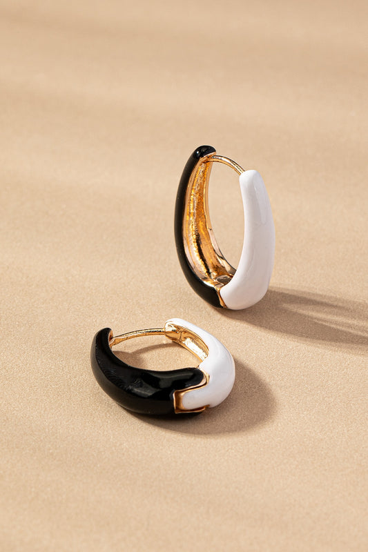 Two Tone Huggie Hoops