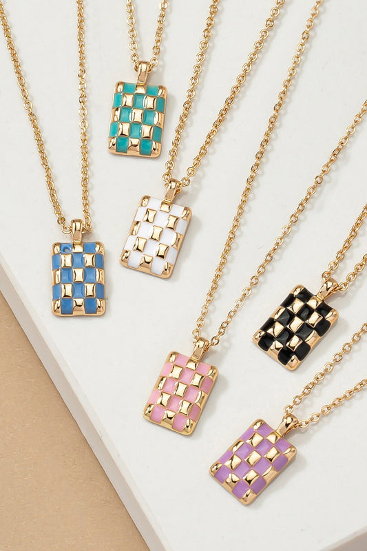 Rectangle Checker Necklace