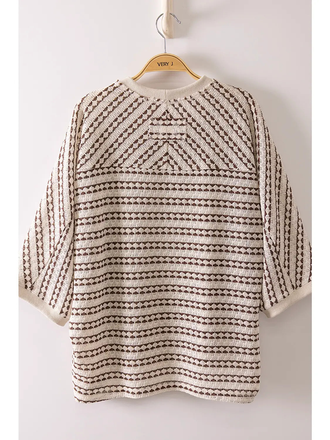 Textured Striped Knit Top - Chocolate
