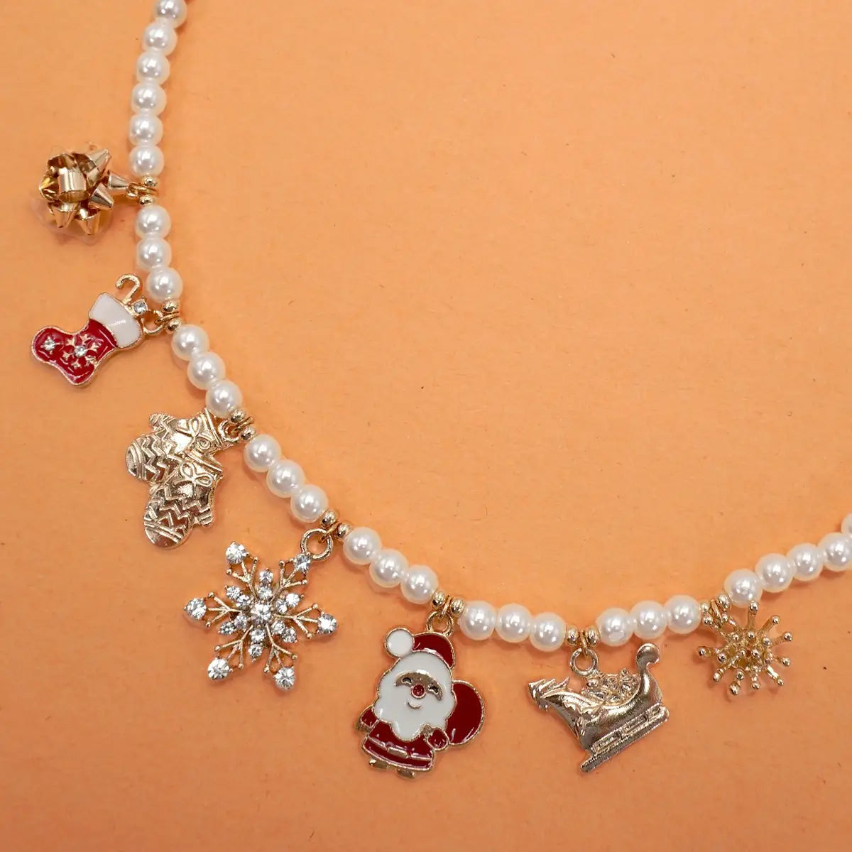 Pearl Charm Necklace - Christmas