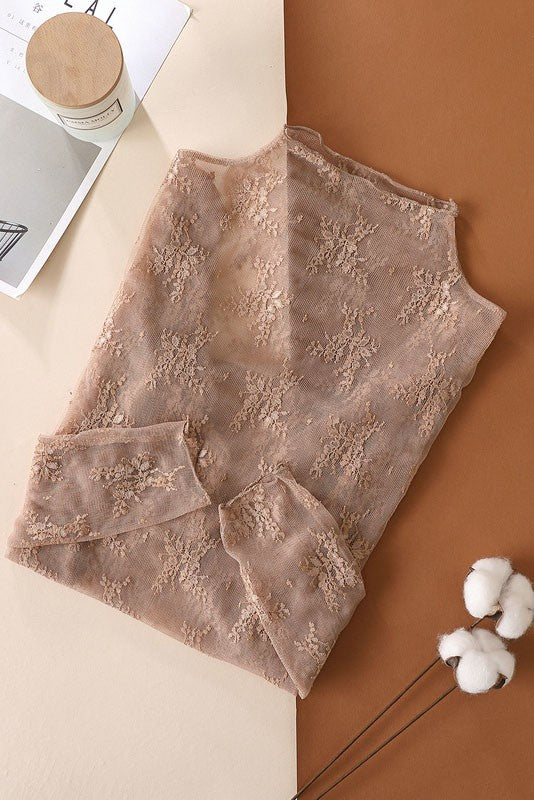 Lace Layering Top - Coffee