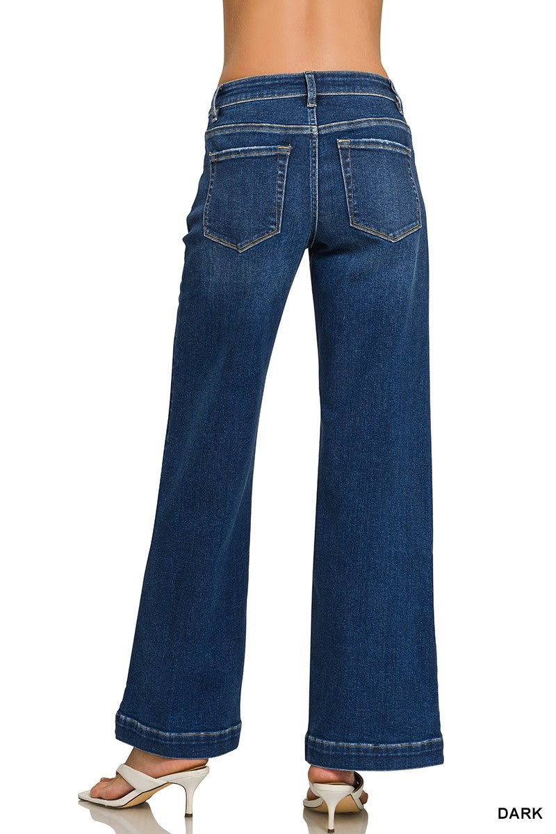 Dark Wash Wide Leg Denim Pants