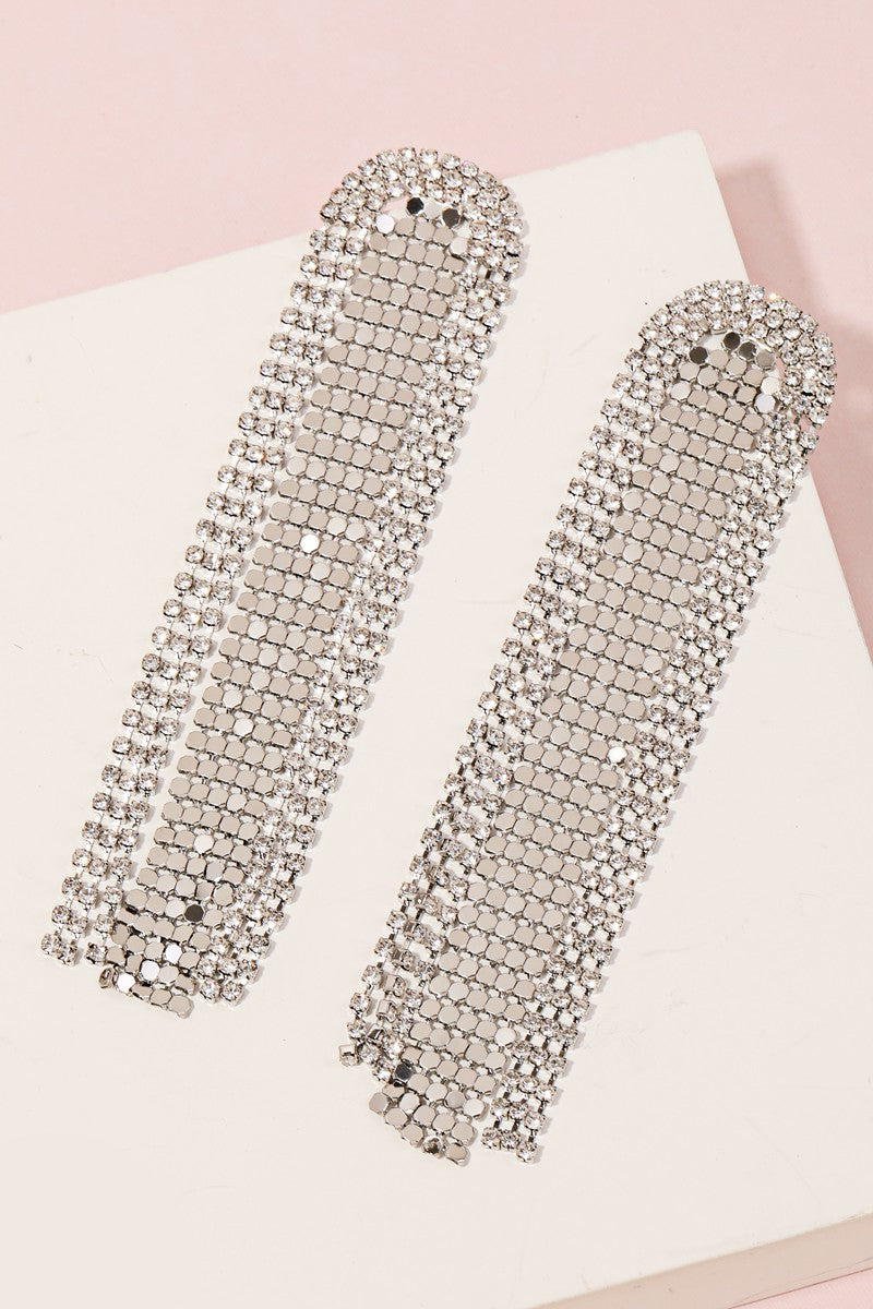Pave Chain Fringe Earrings