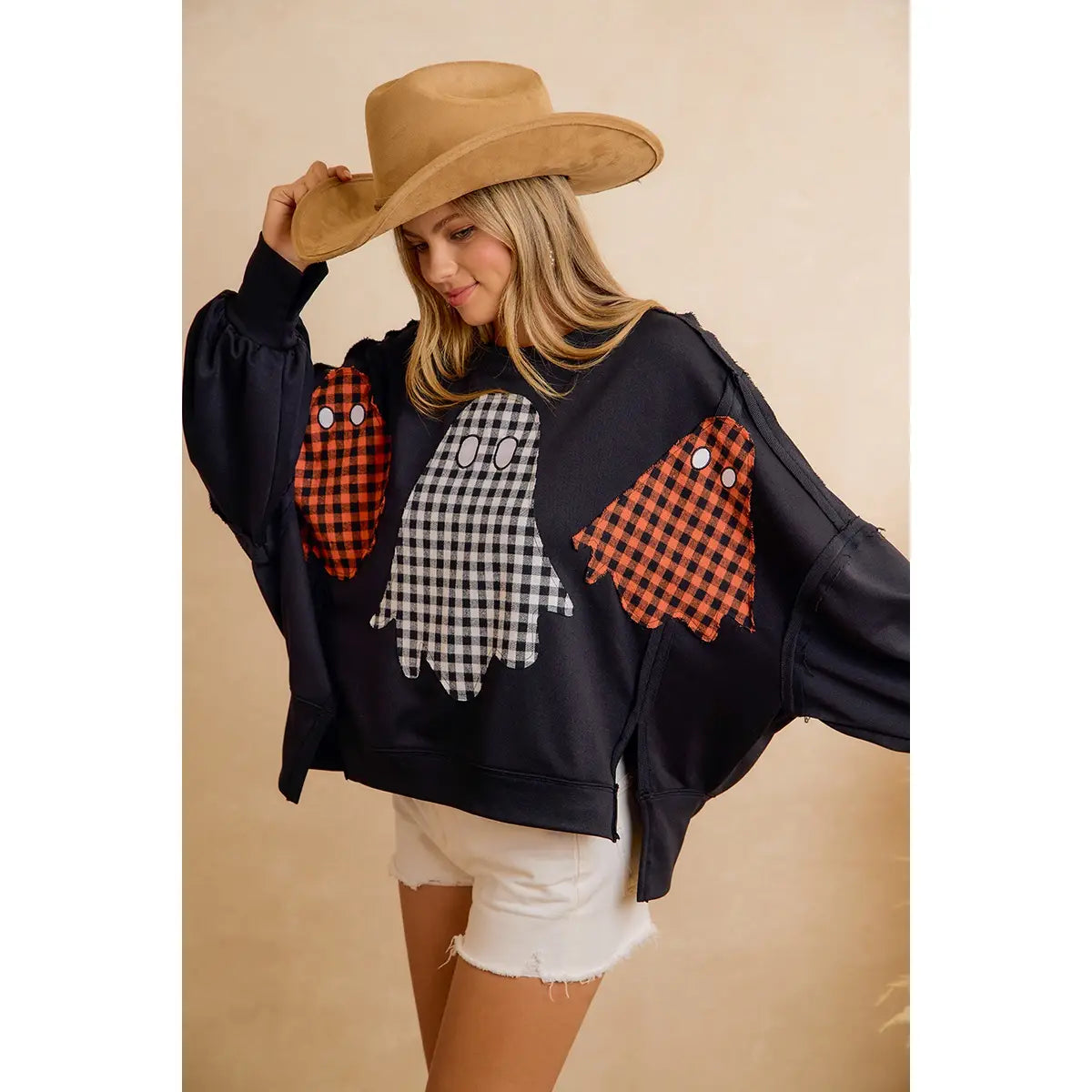 Oversized Plaid Ghost Crewneck - FINAL SALE
