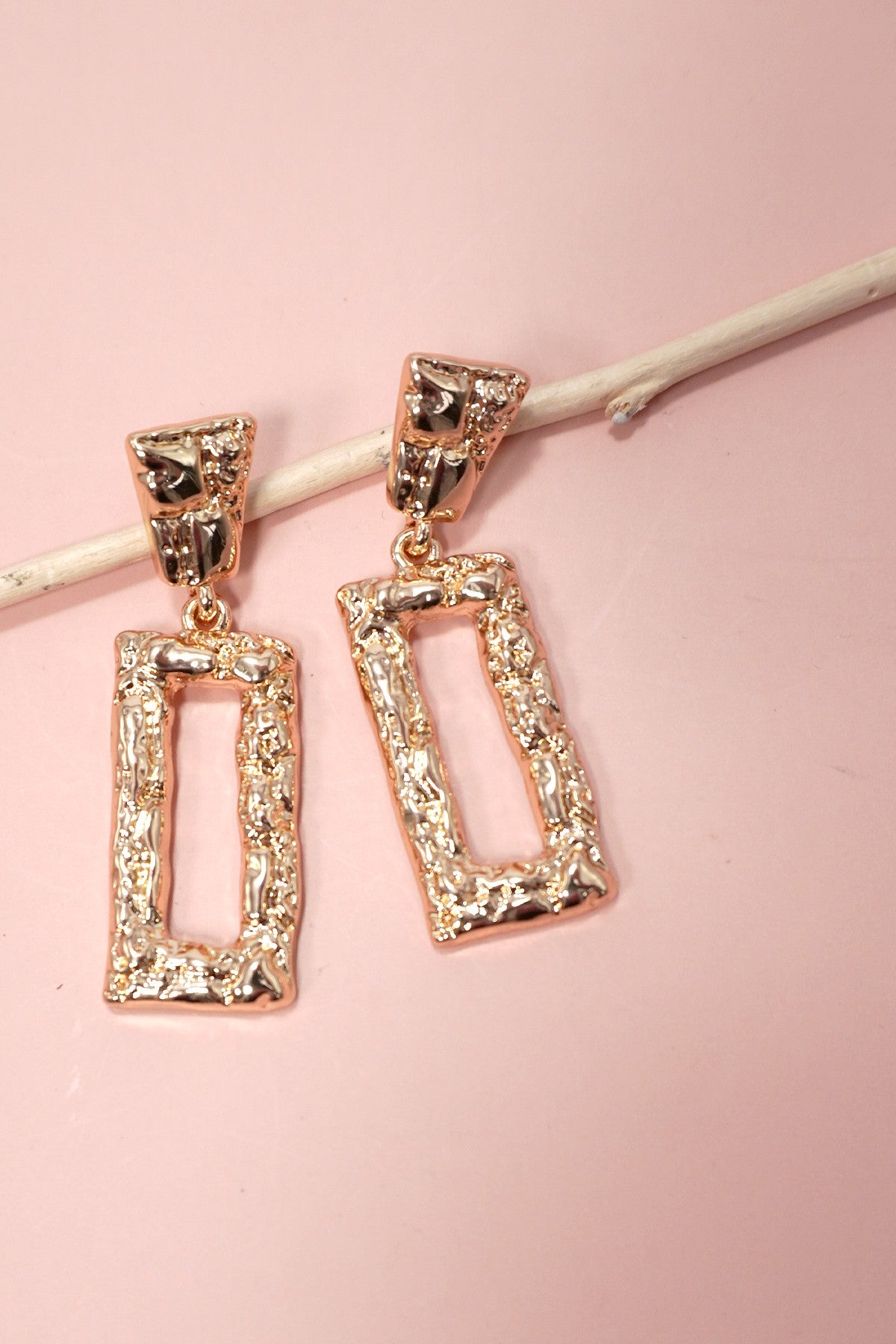 Hammered Rectangle Earrings