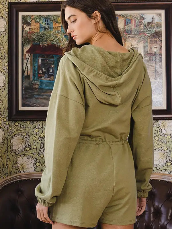 Solid Hoodie Romper