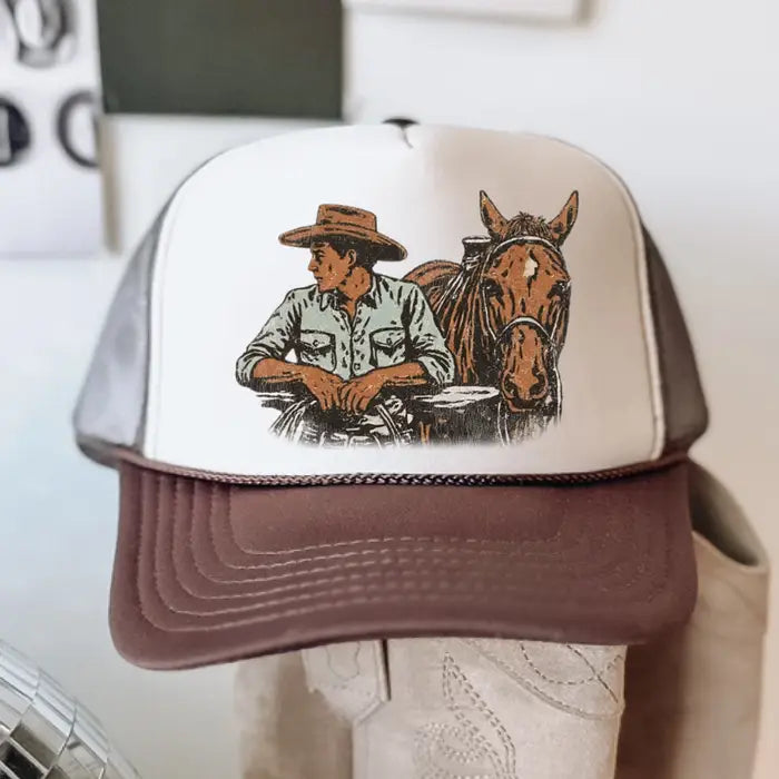 Cowboy and His Horse Trucker Hat