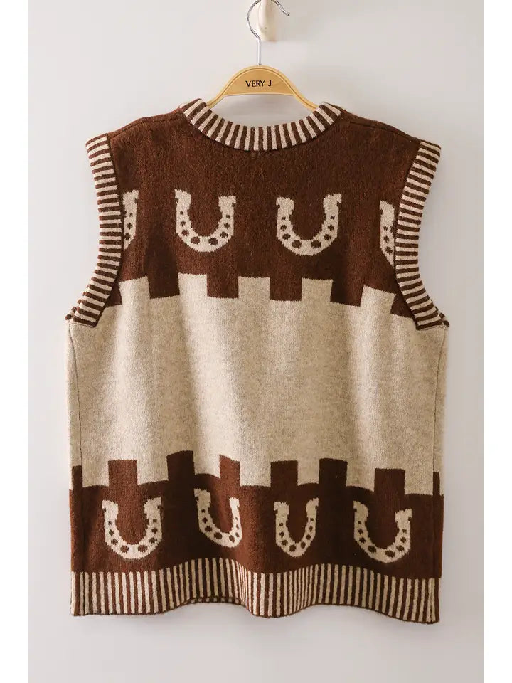 western horse knit vest