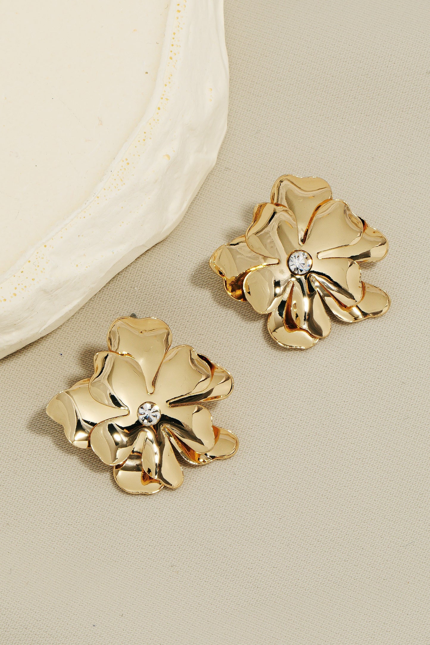 Metallic Layered Flower Studs
