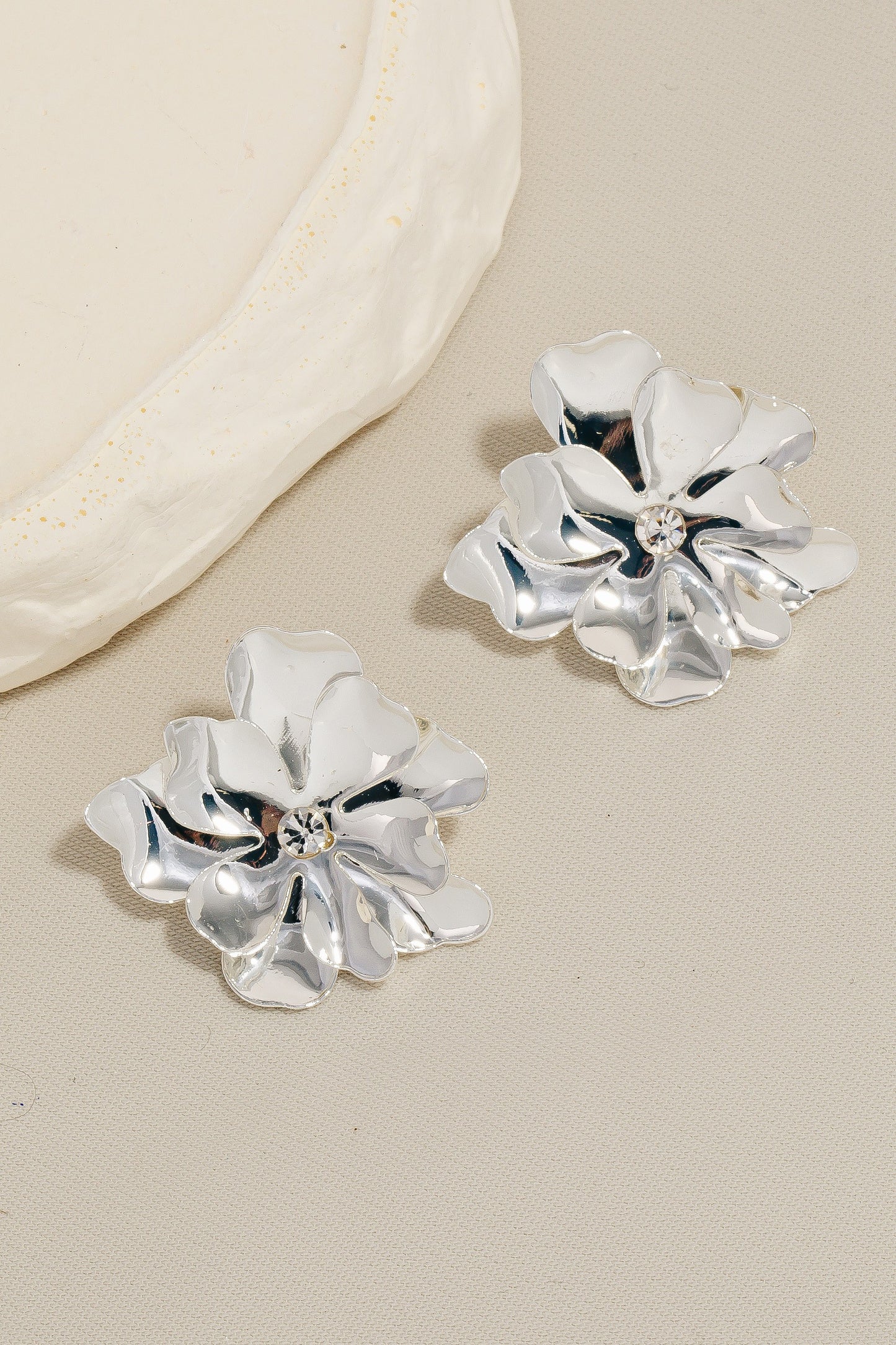 Metallic Layered Flower Studs