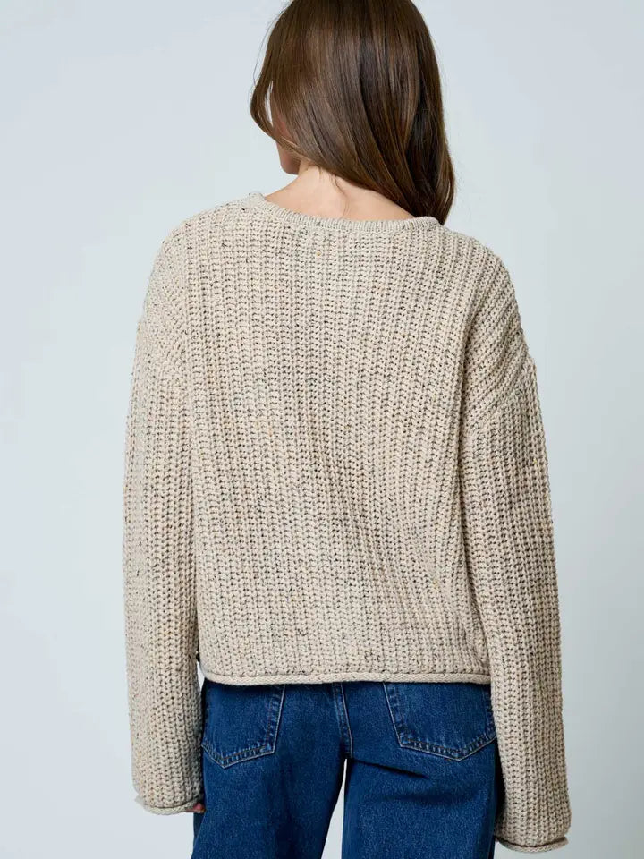 Raw Edge Chunky Knit Cardigan