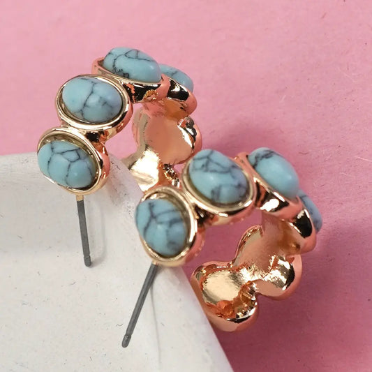 Turquoise Stone Hoops