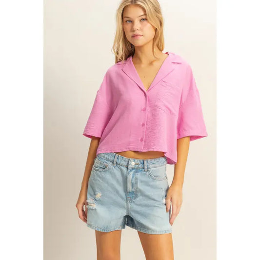 Mallie Button Down Crop Top