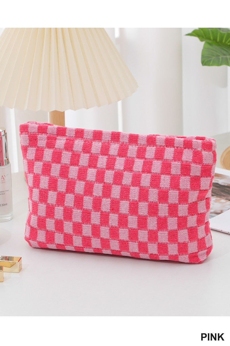 Checkered Travel Clutch Bag