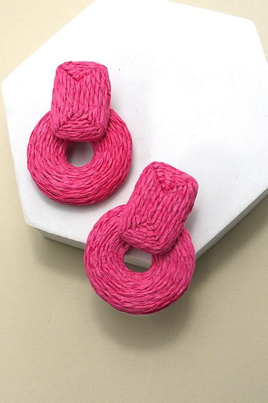 Pink Raffia Earrings