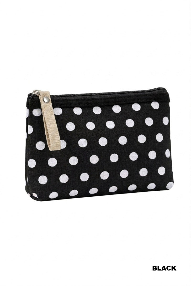 polka dot cosmetic clutch - black
