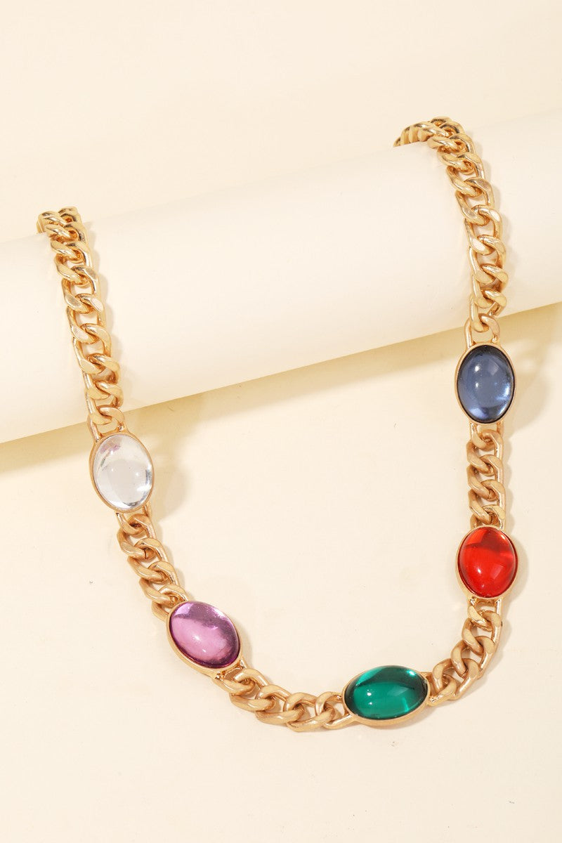 Rainbow Rhinestone Necklace