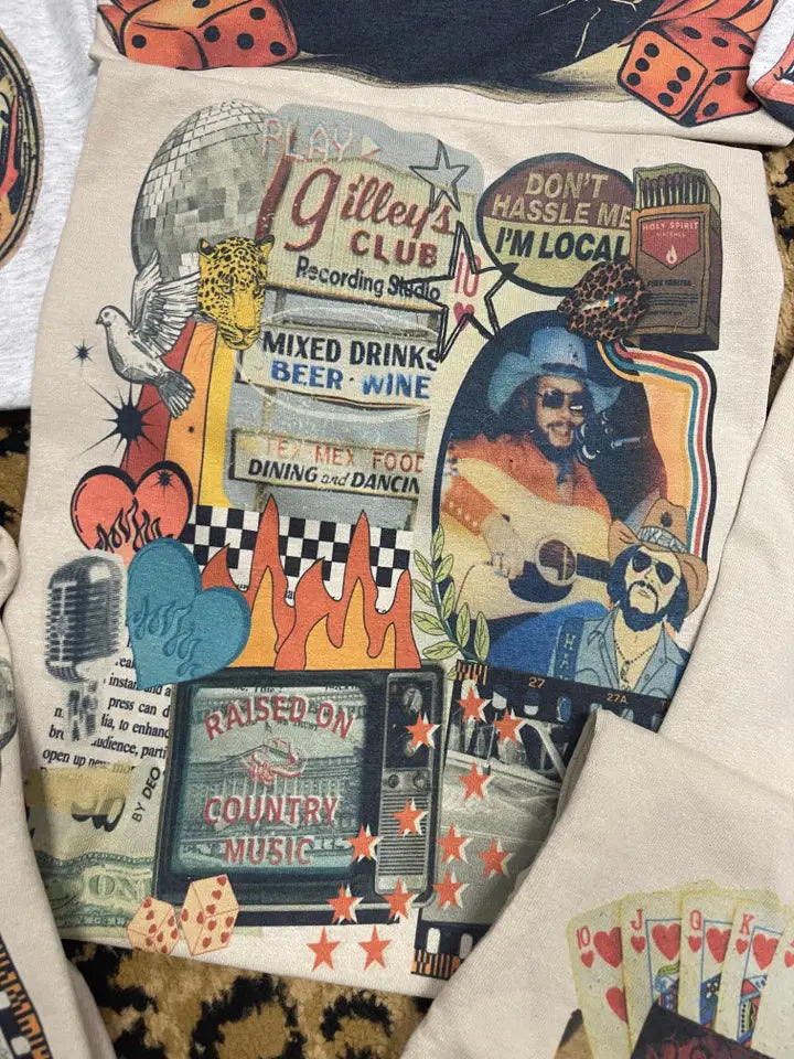 Raised On Country Music Collage Tee