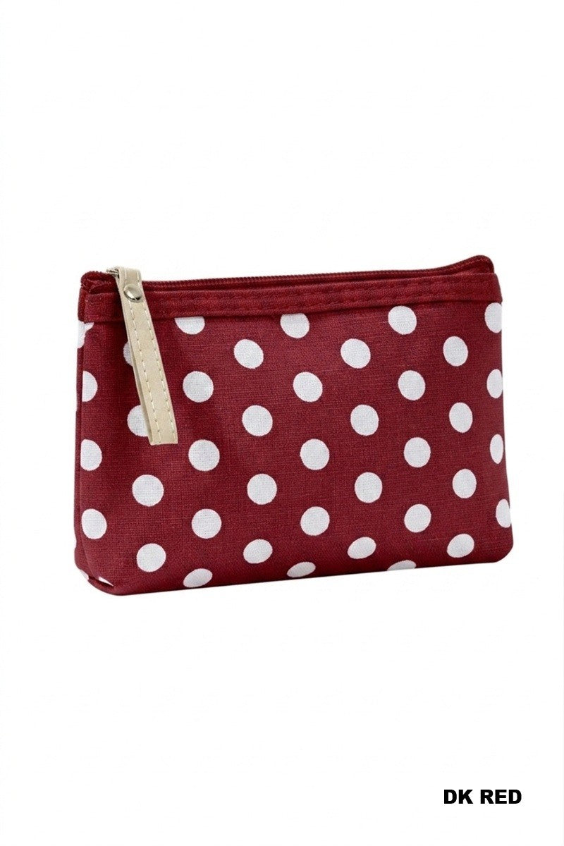 polka dot cosmetic clutch - dark red