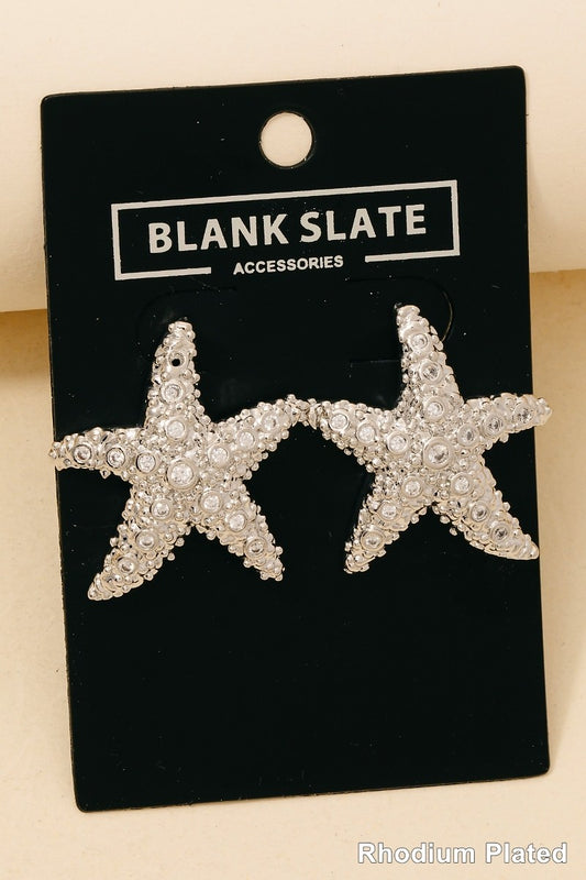 Rhinestone Starfish Earrings