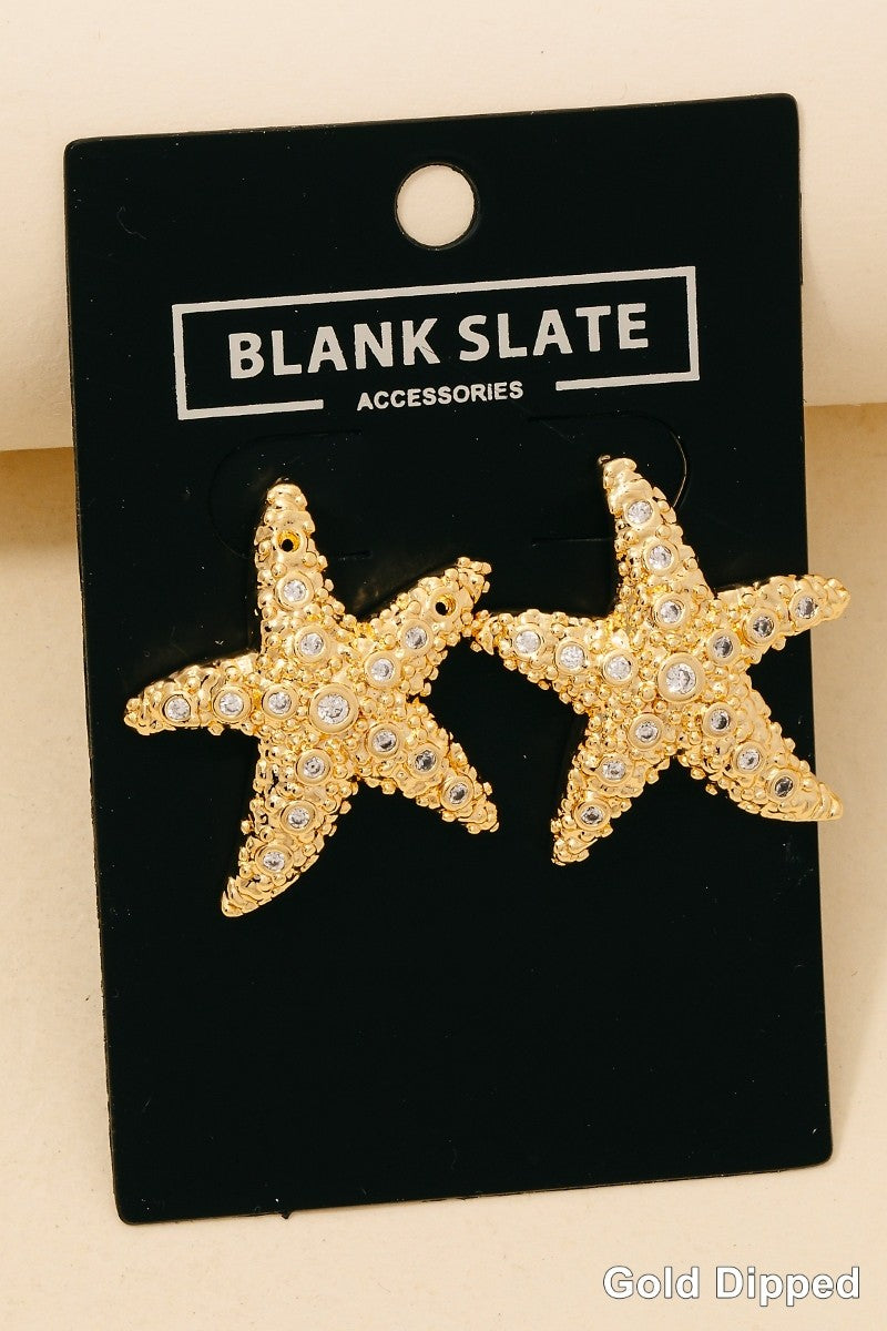 Rhinestone Starfish Earrings
