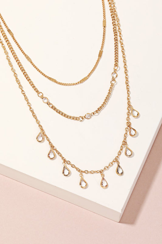Rhinestone Tears Layered Necklace
