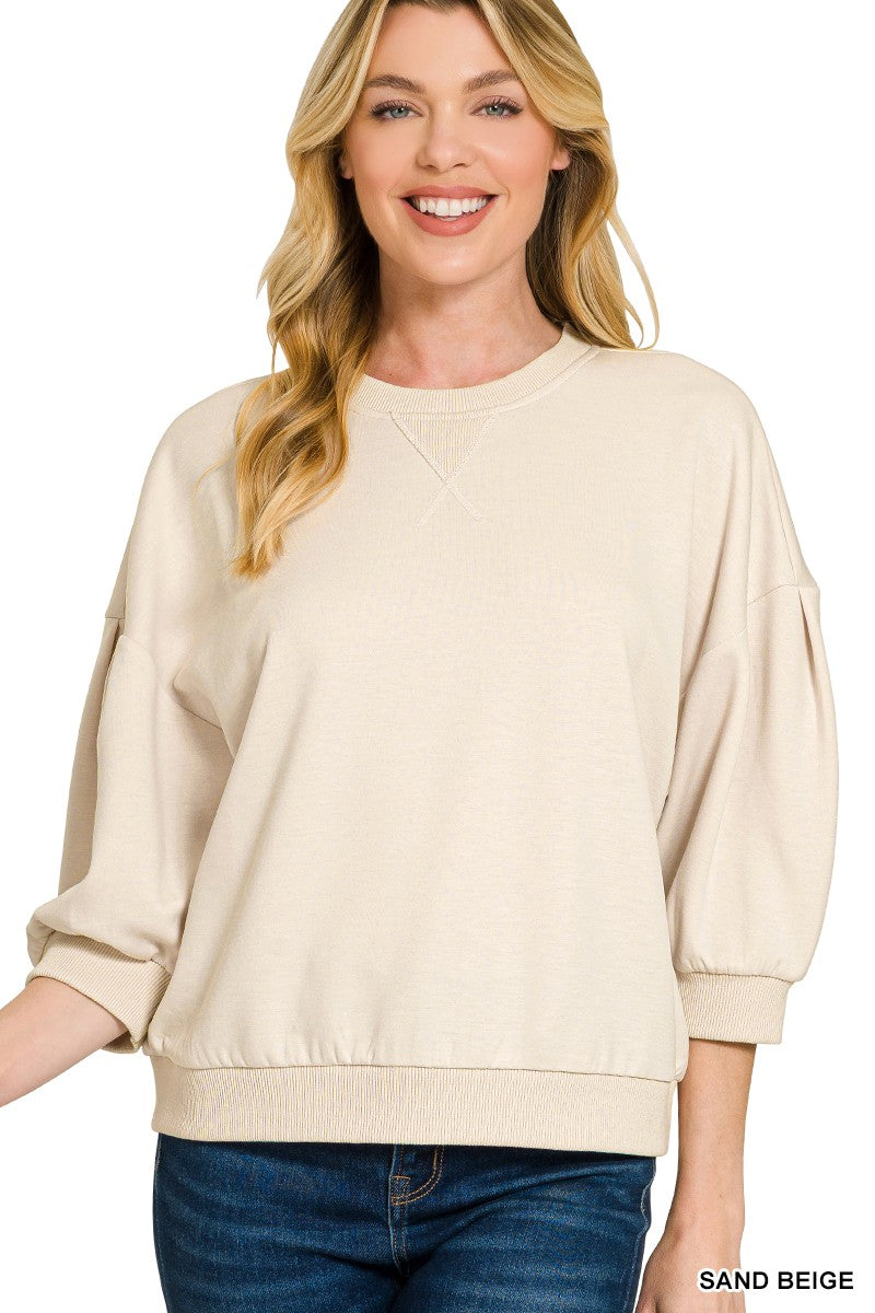 Dolman Sleeve Scuba Pullover - Sand Beige