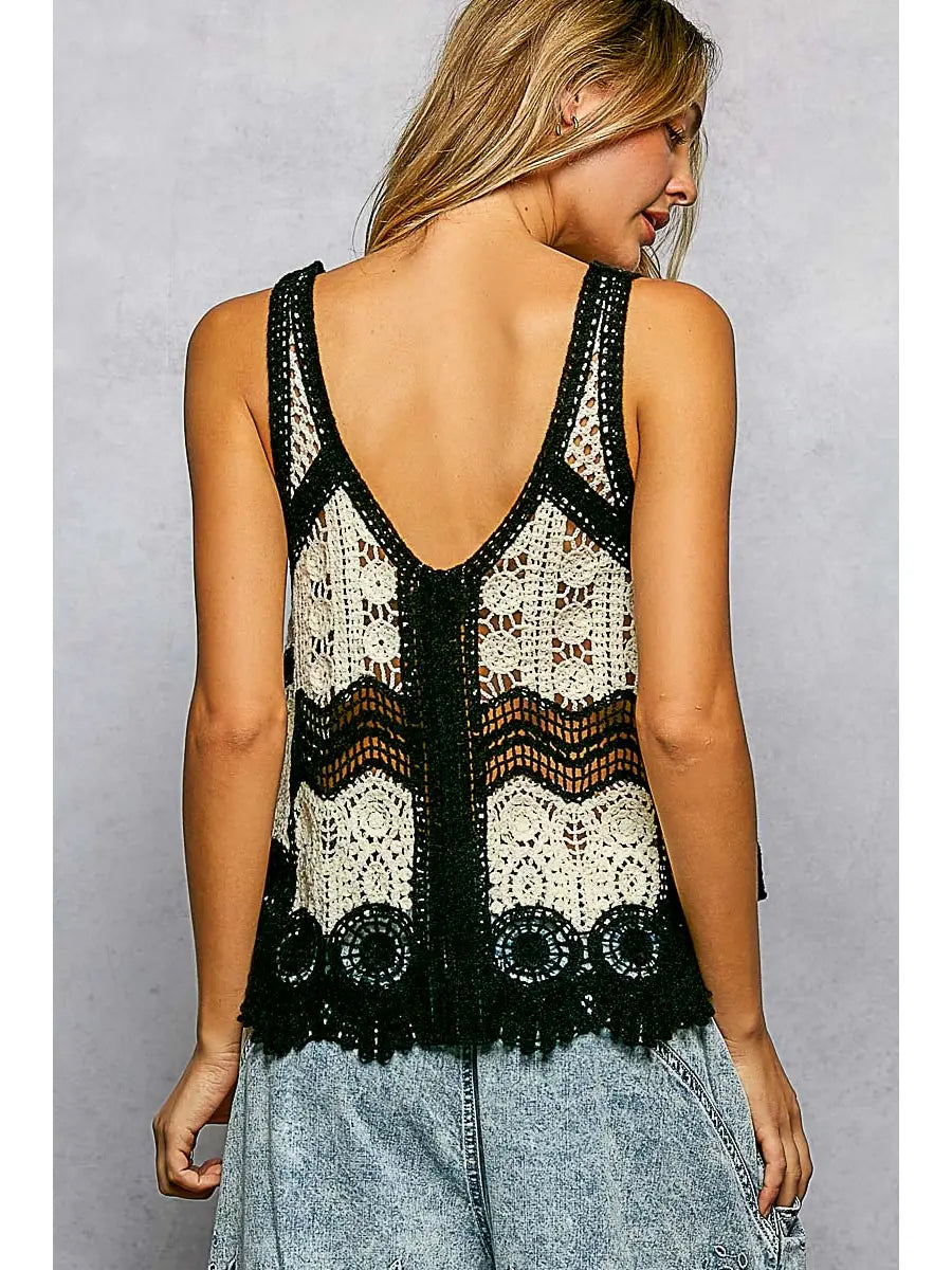 Border Weave Scalloped Crochet Tank